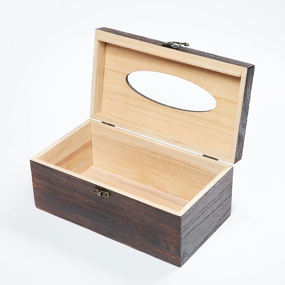 Rectangular Tissue Box Cover Decorative Wood Facial Tissue Holder