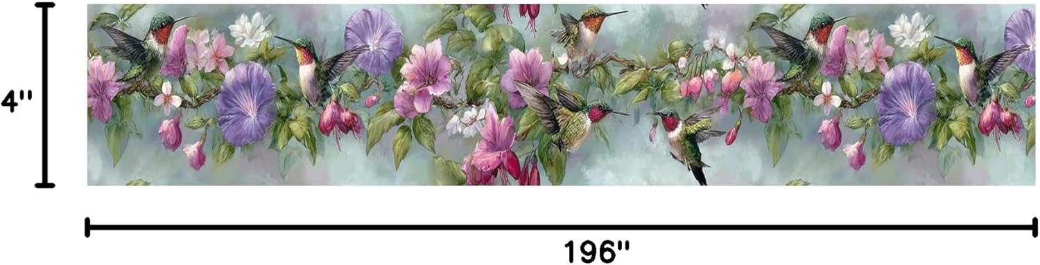 Morning Glory Wallpaper Border Removable Wall Border Peel and Stick / Pink Purple Flower / 196 x 4
