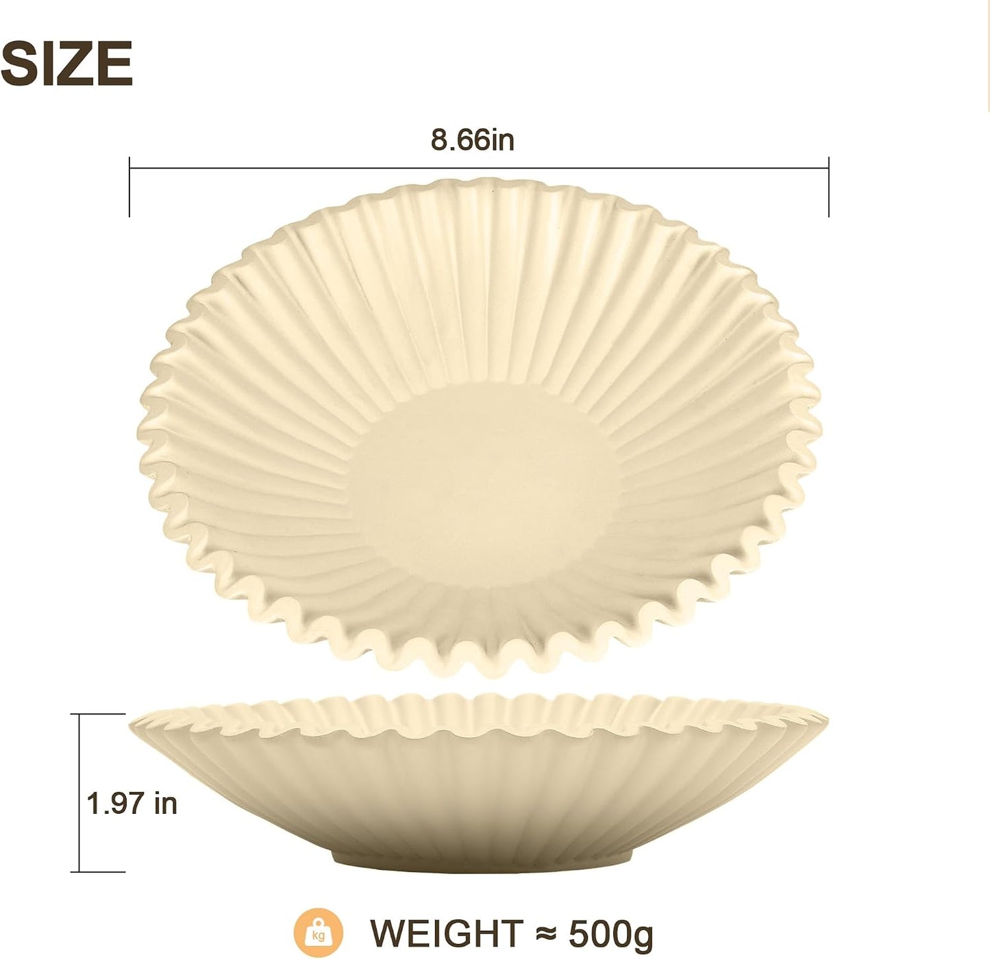 Handmade Resin Scalloped Ruffle / Brown / 8.65 Inch