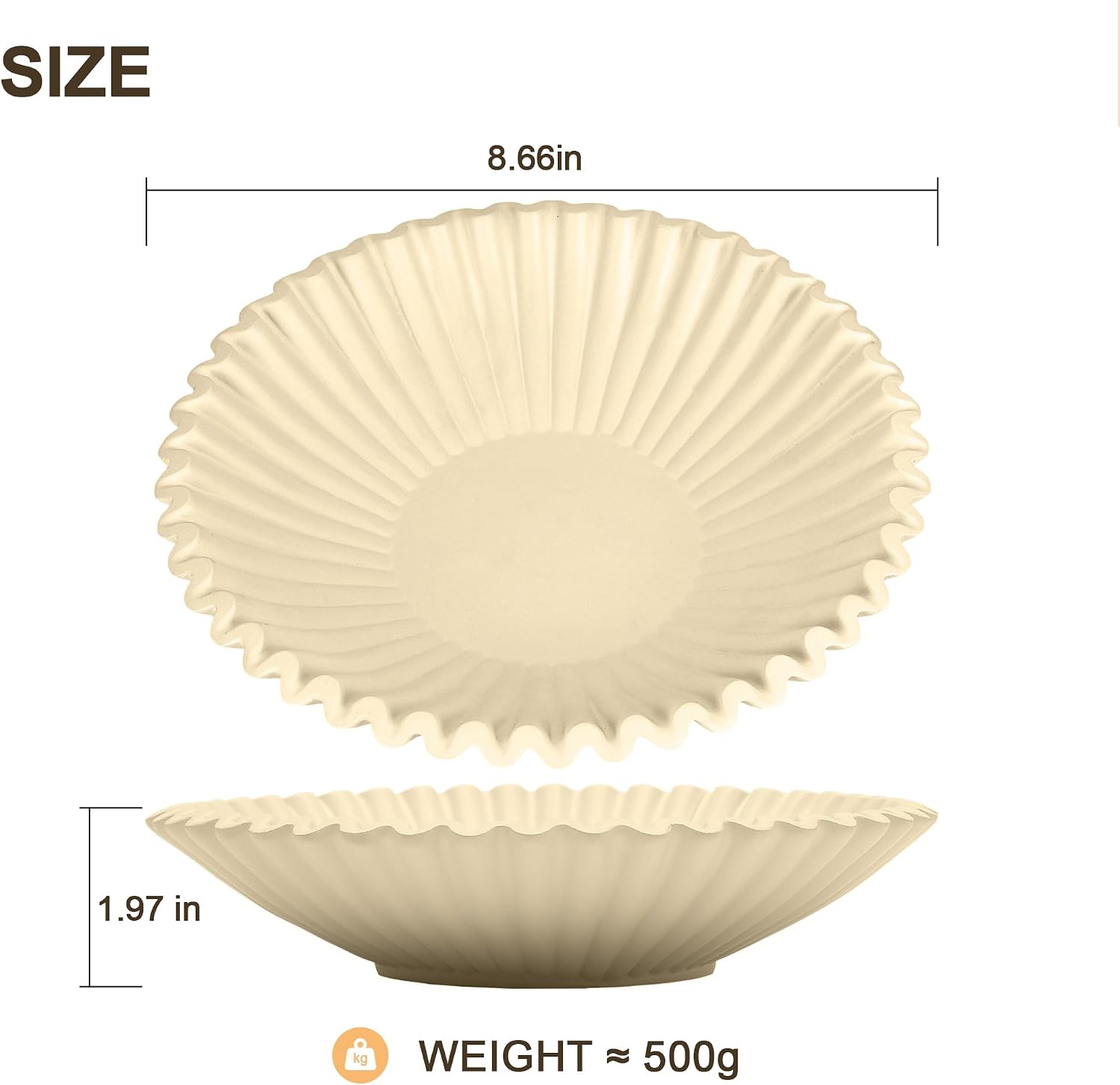 Handmade Resin Scalloped Ruffle / Brown / 8.65 Inch