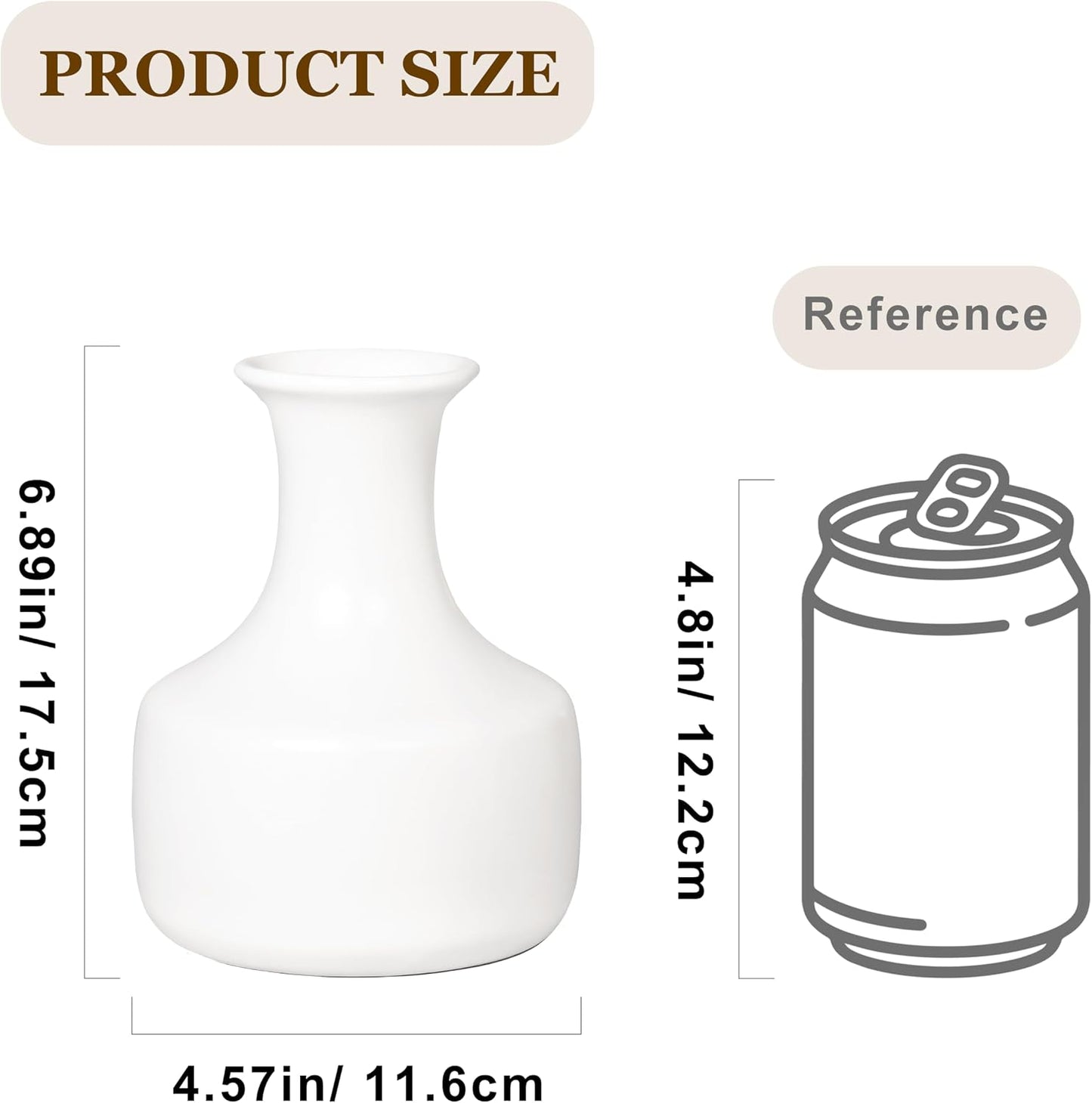 Small Ceramic Vase / White / 7 Inch