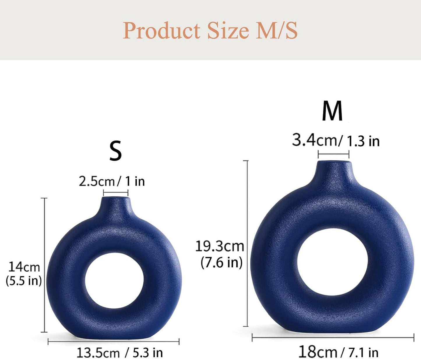 Ceramic Vase / Blue / Donut / Set of 2