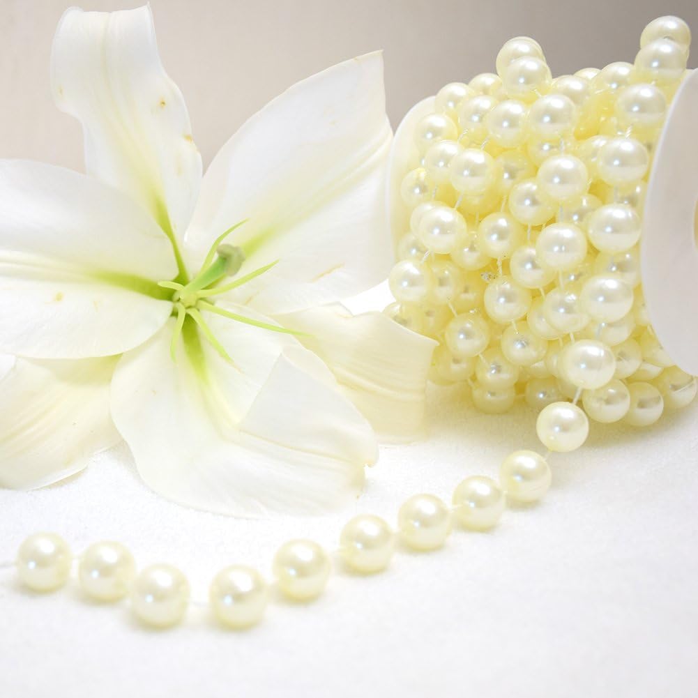 14 mm Large Pearls Garland Faux Crystal Beads Garland Spool Roll for Crafts / Ivory