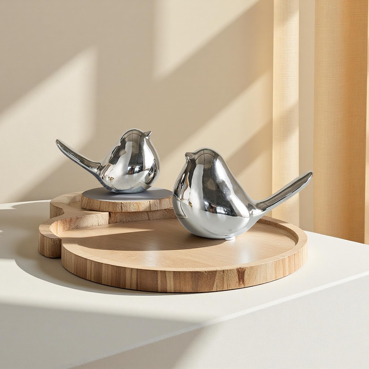 Ceramic Birds Figurines Home Decor / Gold / Set of 2