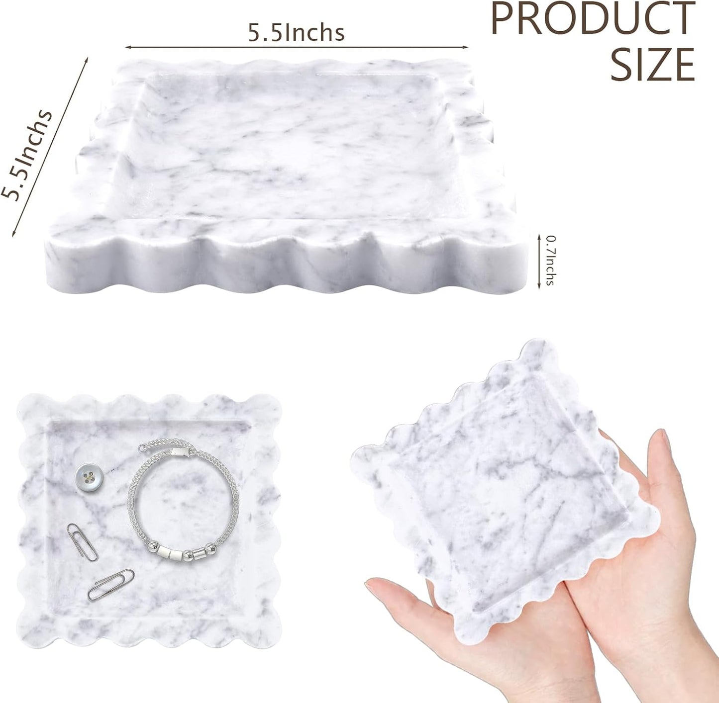Scalloped Tray / Stone Tray / Square / Natural