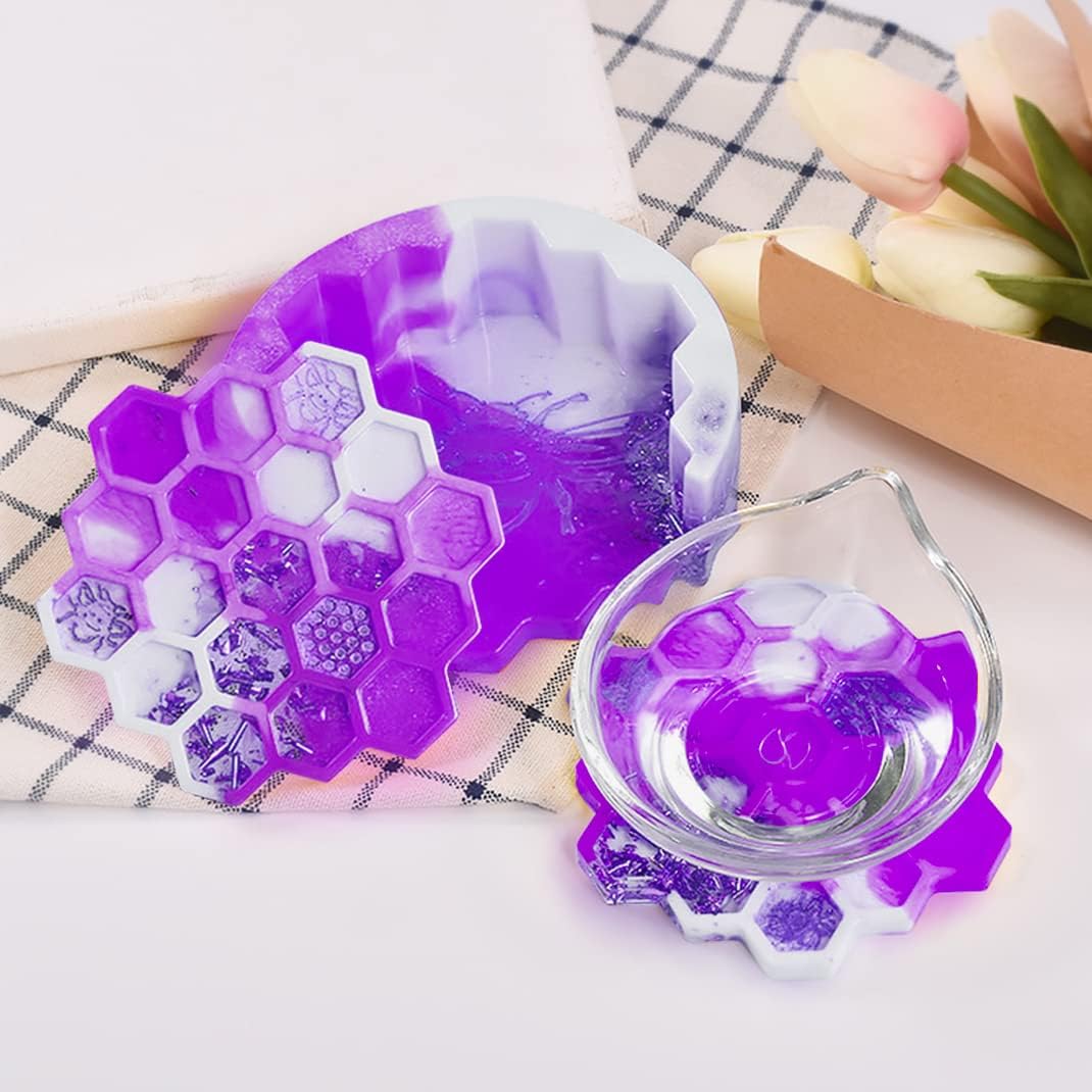 5-Piece Honeycomb Coaster UV Resin Molds / Honeycomb Coaster Mold