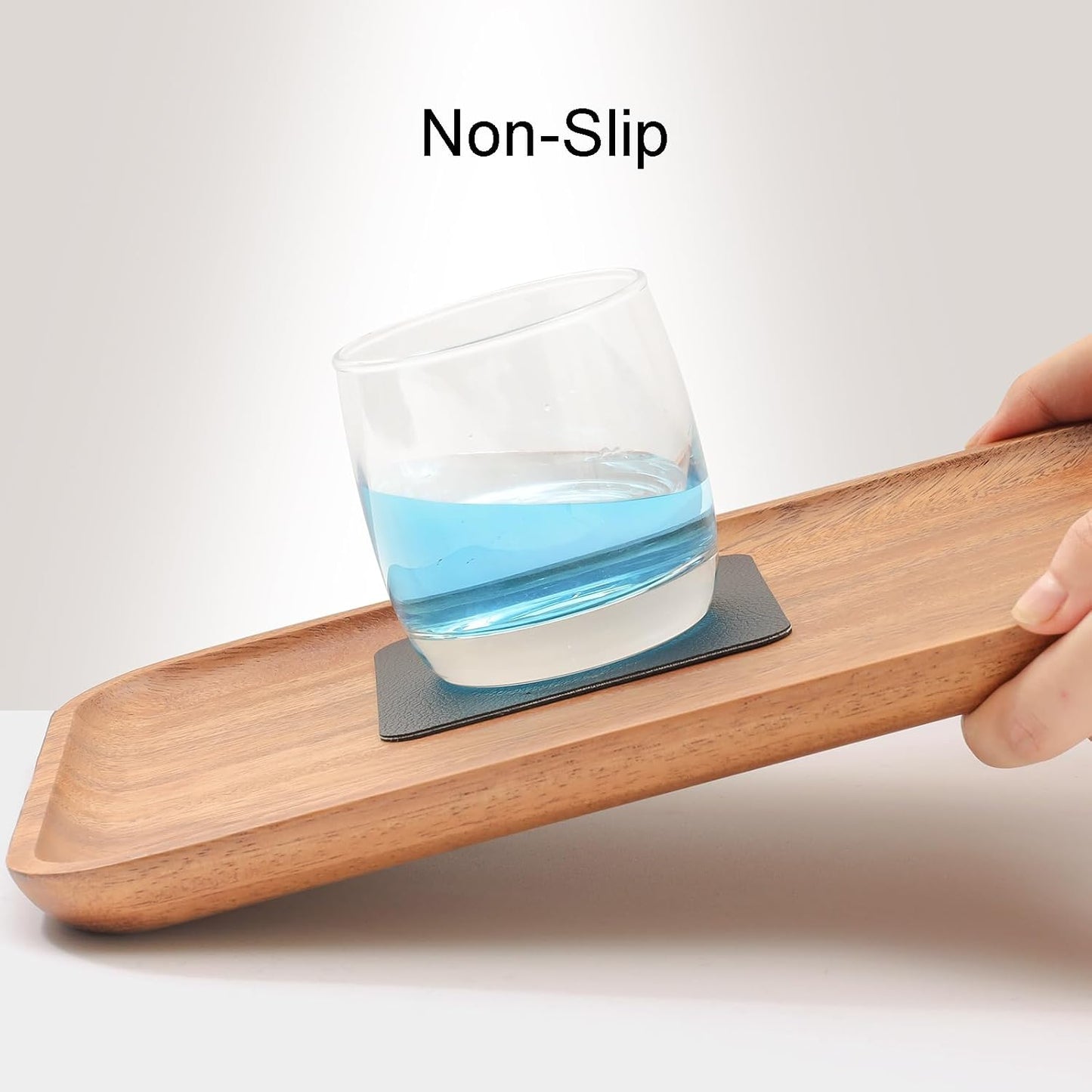 Coasters Glass Coasters Double Sided Faux Leather Coaster Waterproof / Black / 4 Inch / Set of 12