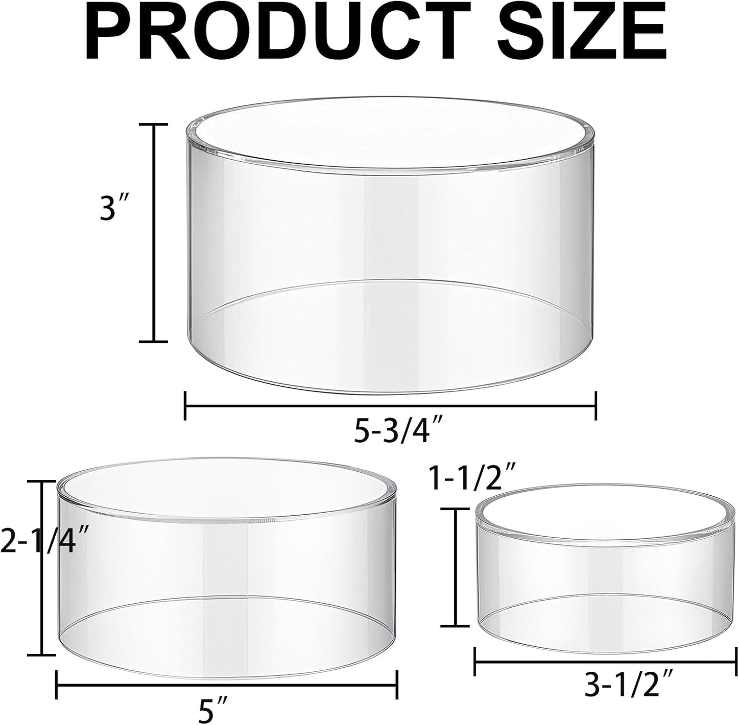 Round Acrylic Cylinder Display Stand / 3.5 Inch / Set of 3