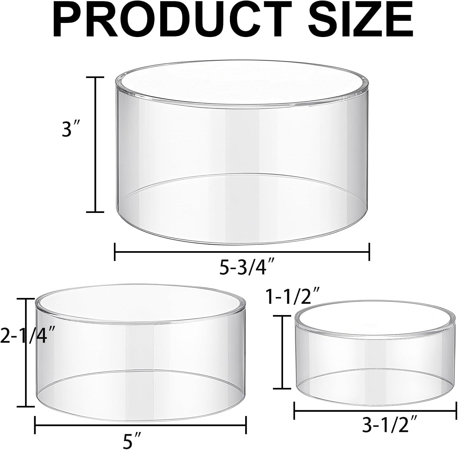 Round Acrylic Cylinder Display Stand / 3.5 Inch / Set of 3