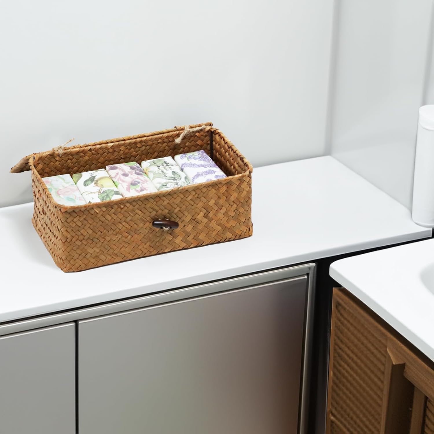 Wicker Storage Basket / Natural / 9.05 x 5.11 x 3.34