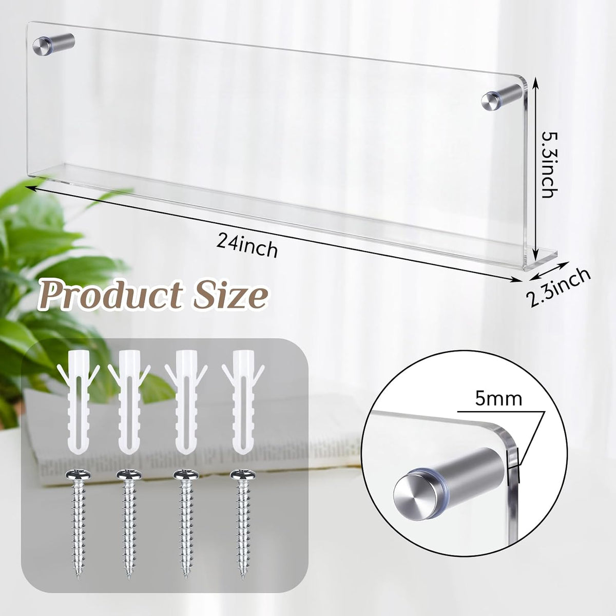 6 Pack Clear Acrylic Magazine Holder Brochure Holder Wall Mount Hanging Bookshelf Literature Storage Rack for Document