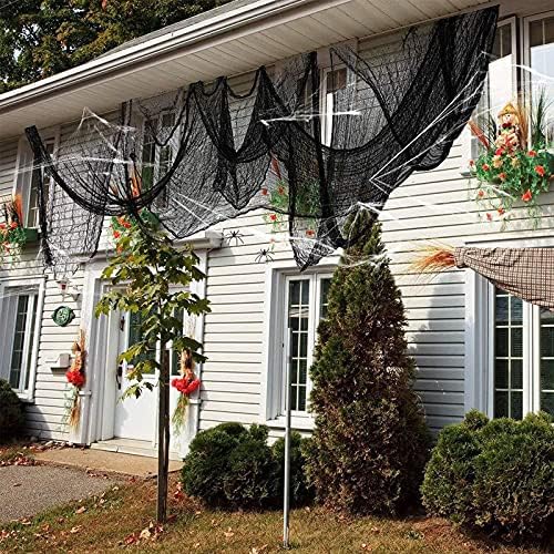 7 Pack Black Creepy Cloth Halloween Decorations 72x30 Inch with Spiders Web