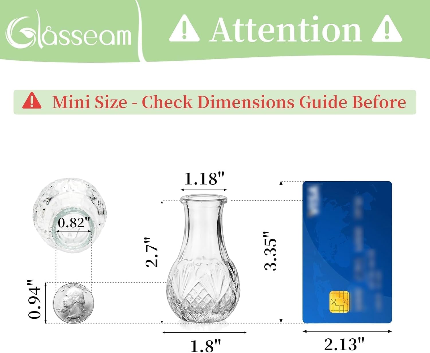 2.7" Mini Glass Vase Set for Flowers Decor Wedding Party Baby Shower / Clear / Set of 20