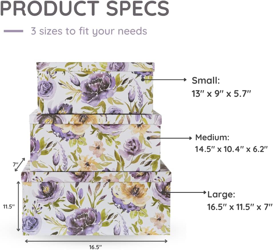Large Keepsake Boxes / Purple Passion / Set of 3