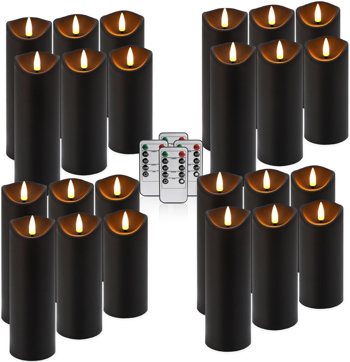 24-Pack Flameless Candles Battery Operated Candles Pillar LED Candles with 10-Key Remote and Cycling 24 Hours Timer for