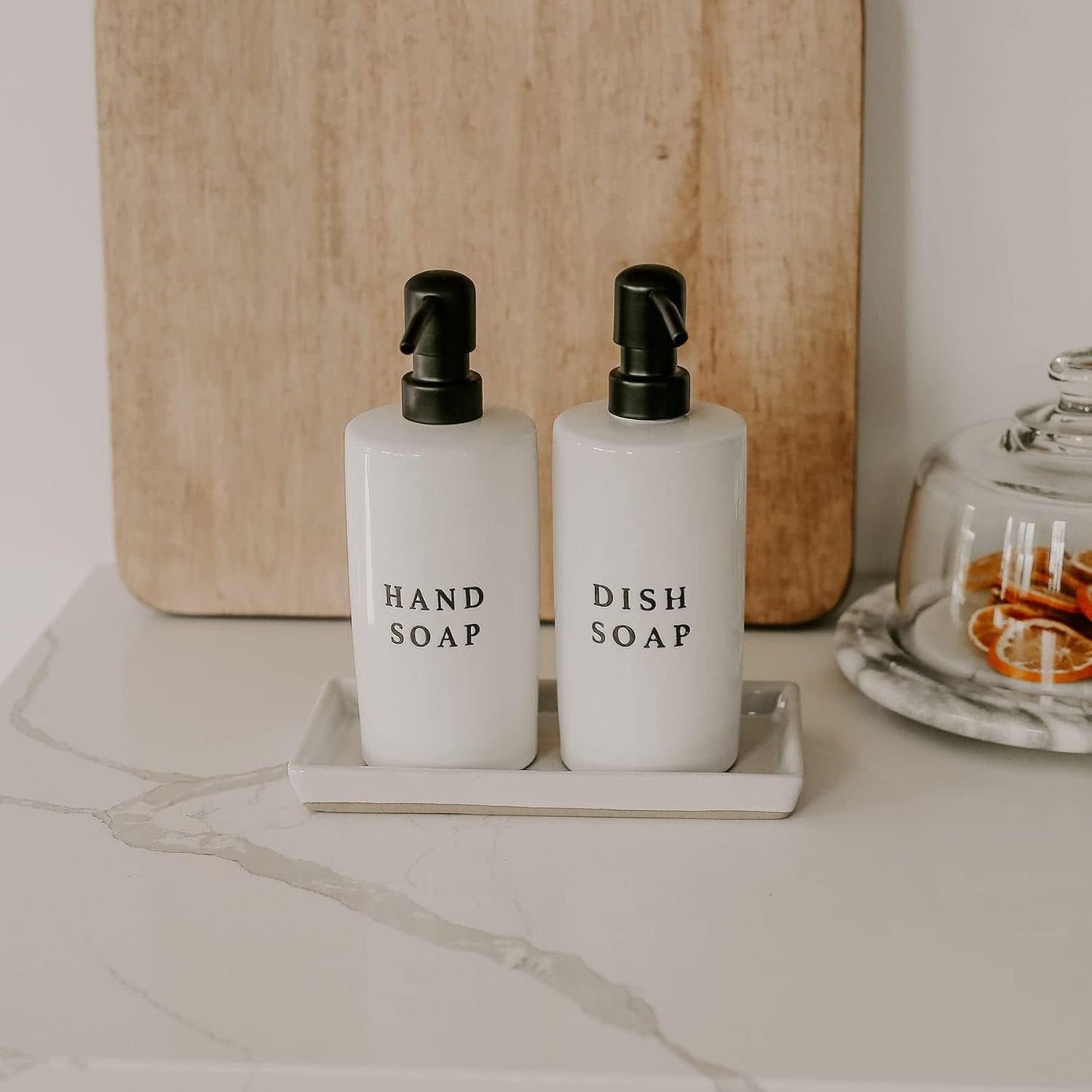 Stoneware Tray / Kitchen and Bathroom Dispenser Holder / White