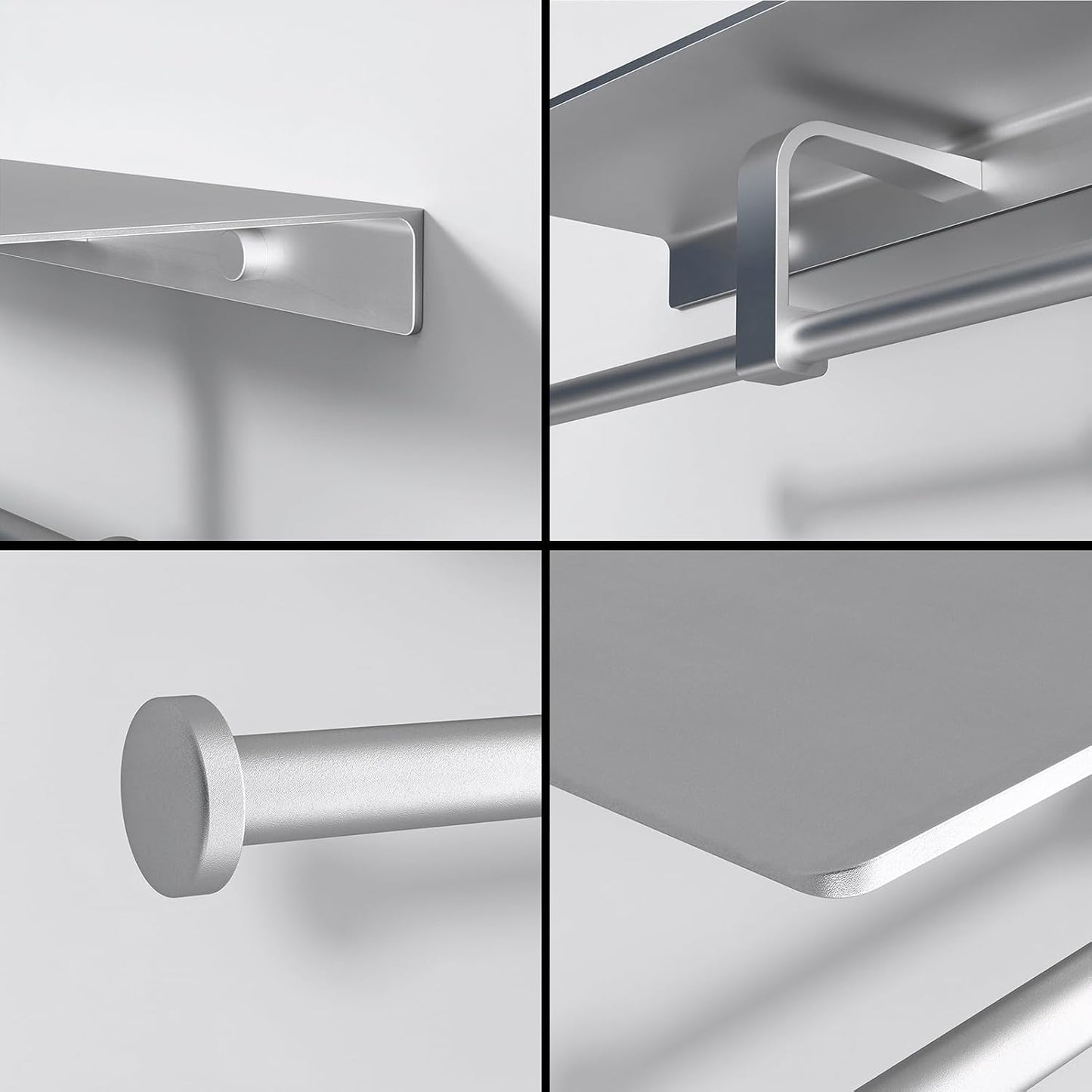 Bathroom Toilet Paper Holder with Shelf, Wall Mount, Double Roll, Silver