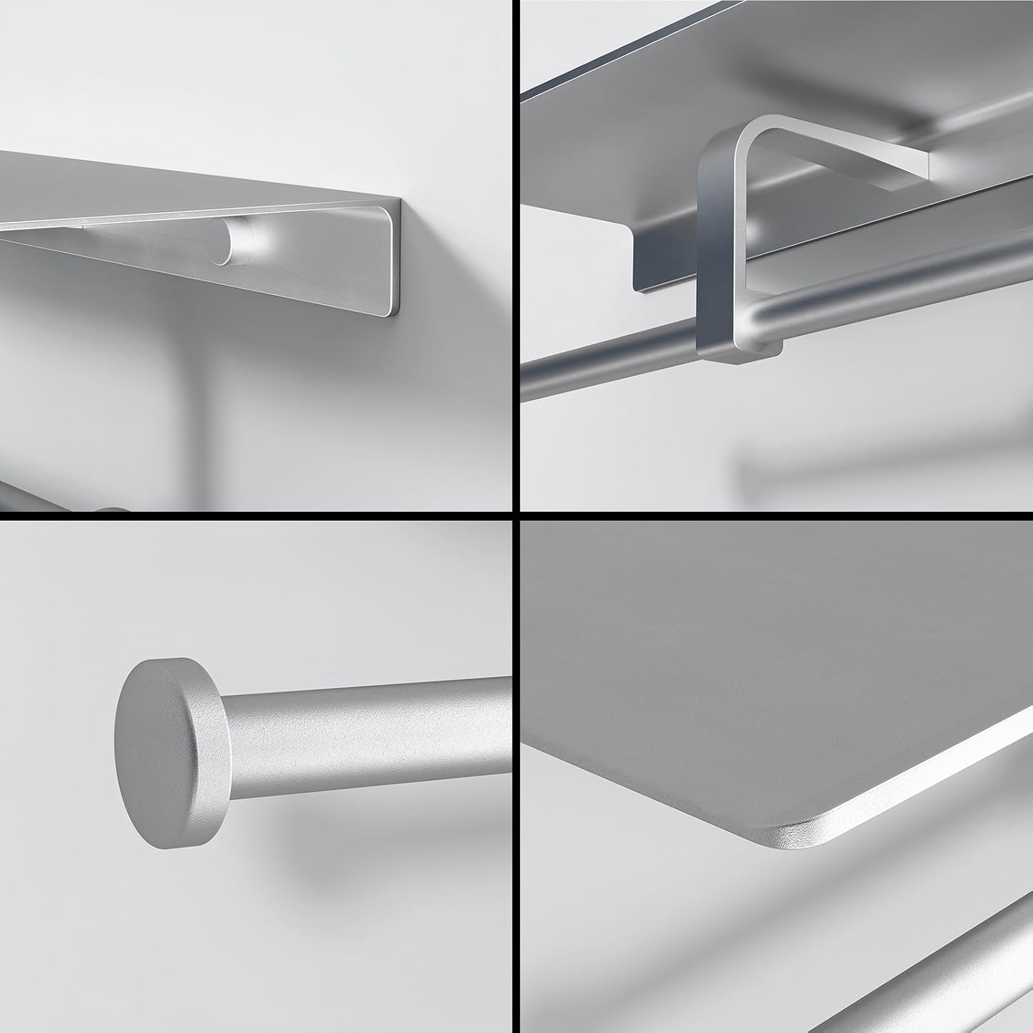 Bathroom Toilet Paper Holder with Shelf, Wall Mount, Double Roll, Silver