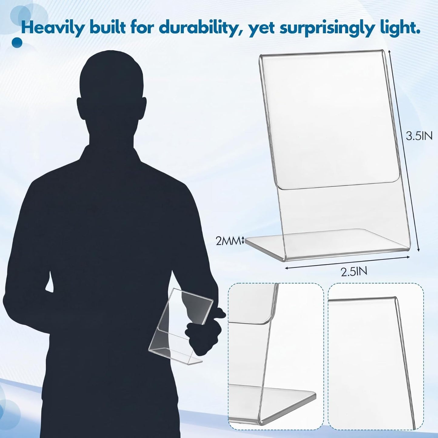 Acrylic Photo Frame L shape Slant Back Desktop Photo Frames Plastic / 2.5 x 3.5 / Clear / Set of 12