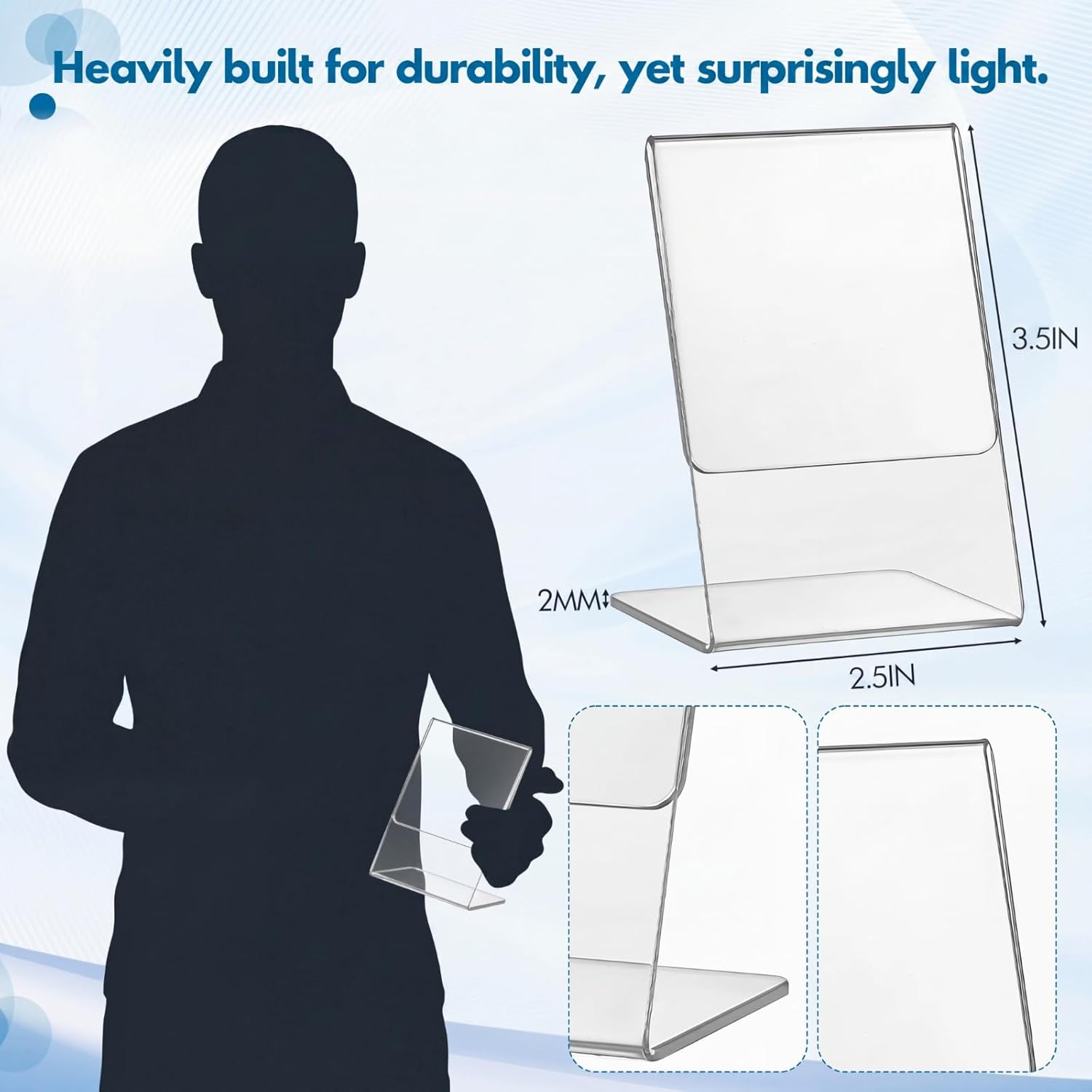 Acrylic Photo Frame L shape Slant Back Desktop Photo Frames Plastic / 2.5 x 3.5 / Clear / Set of 12