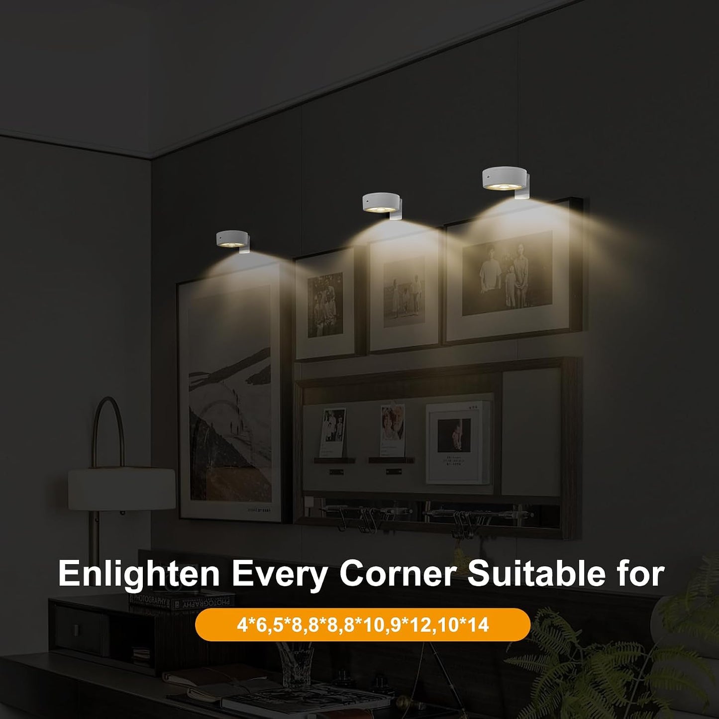 Xuolder Battery Operated Picture Lights Remote Wireless Magnetic Home Decor | 3-Pack Painting Light with 3 Lighting