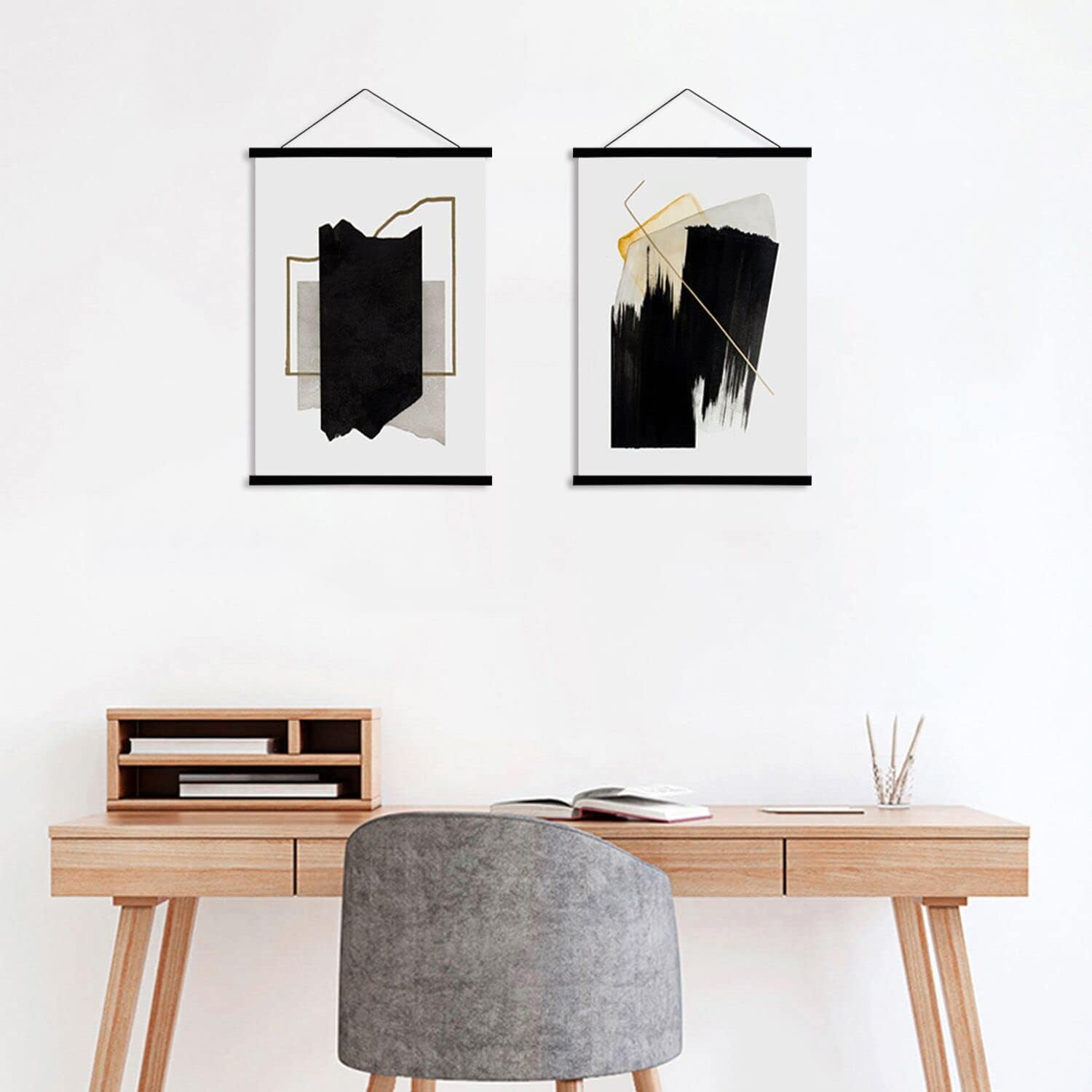 WITCOLOR Magnetic Poster Hanger Frame, 19x13 19x25 19x27 Poster Frame Wooden Magnetic Hanging Kit for Walls Map Picture