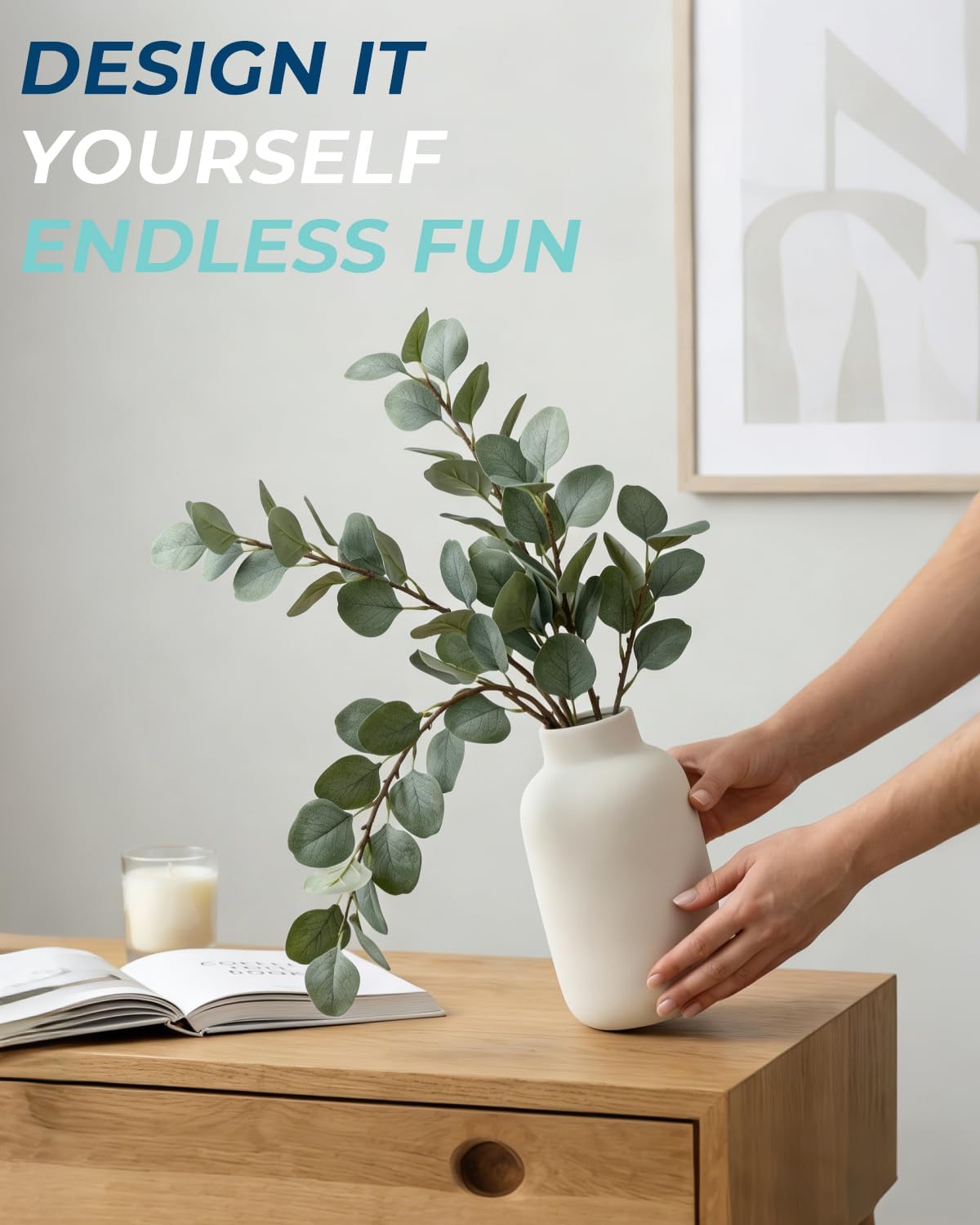 Eucalyptus Branches Artificial Greenery Stems Bulk Fake Plants Greenery / 27 Inch / Set of 12