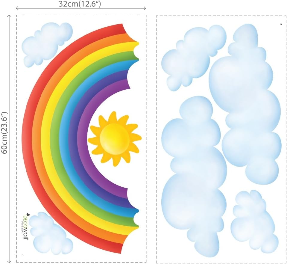 SG2-1713 Rainbow and Clouds Kids Wall Stickers Wall Decals Peel and Stick Removable Wall Stickers