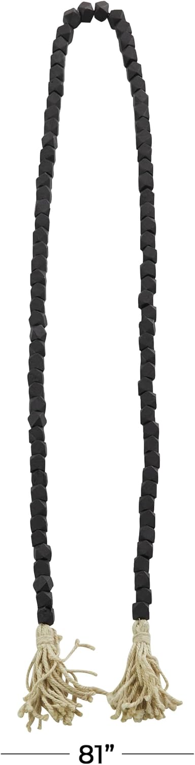 Wood Handmade Beaded Garland / Black / Geometric / 1 x 1 x 80