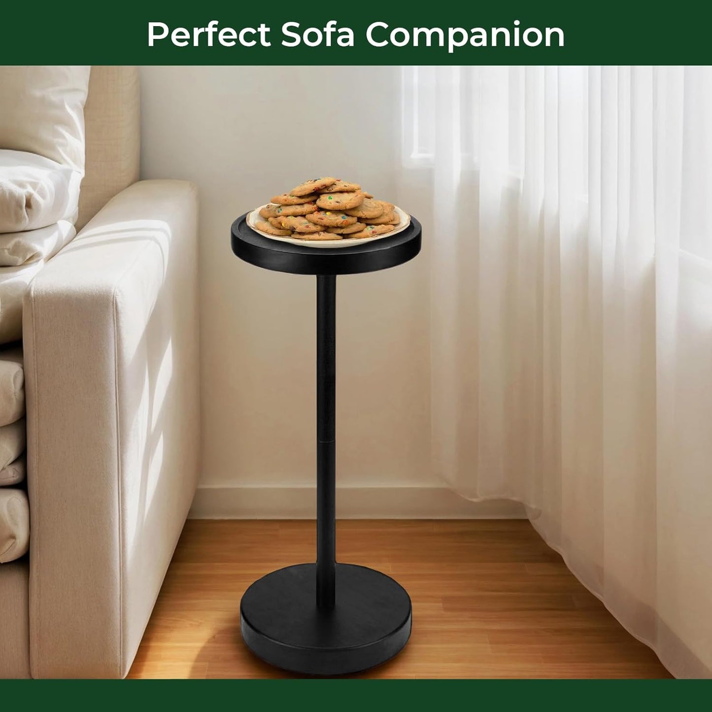 Solid Wood Pedestal Side Table Color / Black