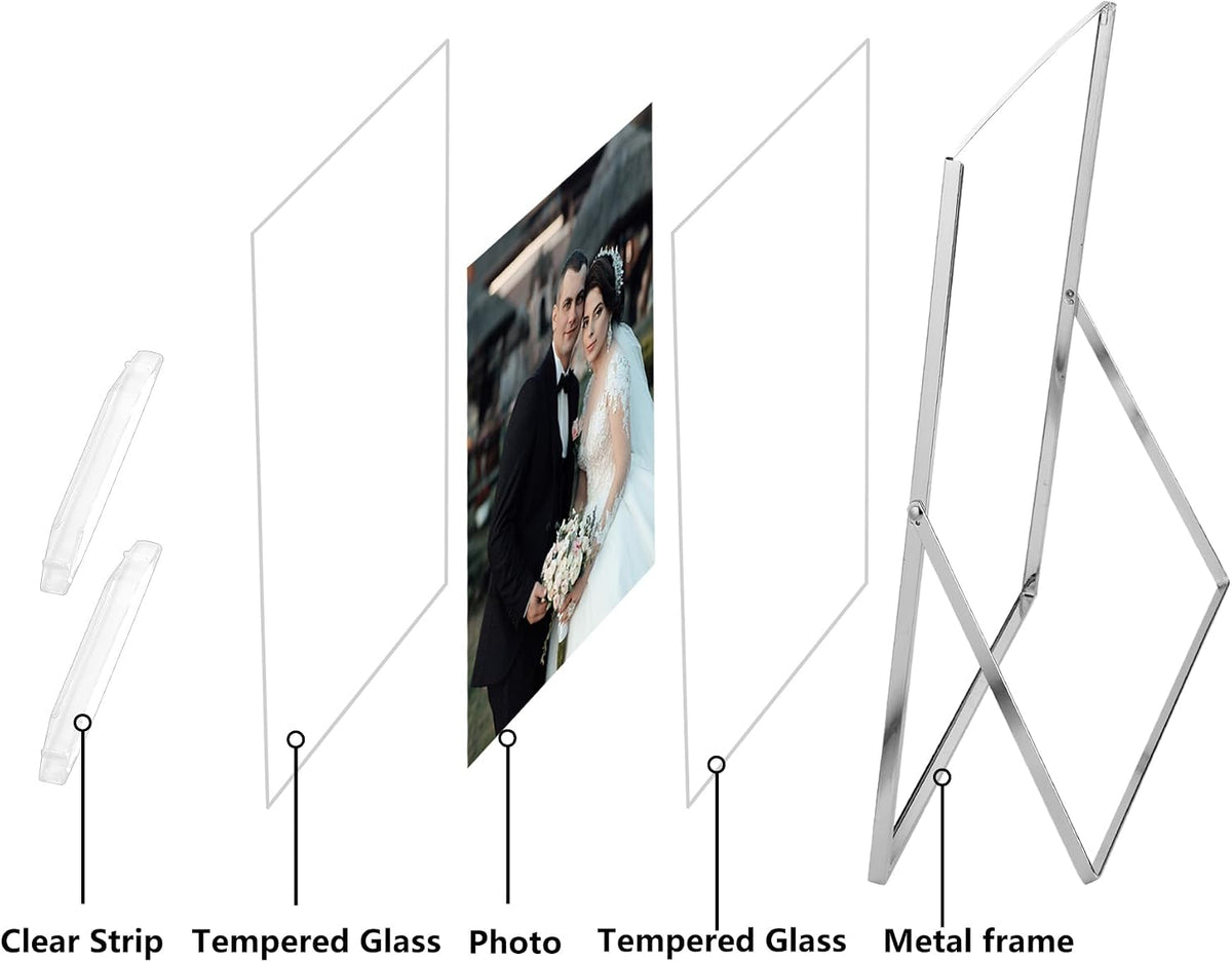 Silver 10x12'' Floating Frame 2pack For Photo Sizes(8.5x11'',7x9'',8x10''),Beautiful Metal Beaded Edge 8x10'' Floating