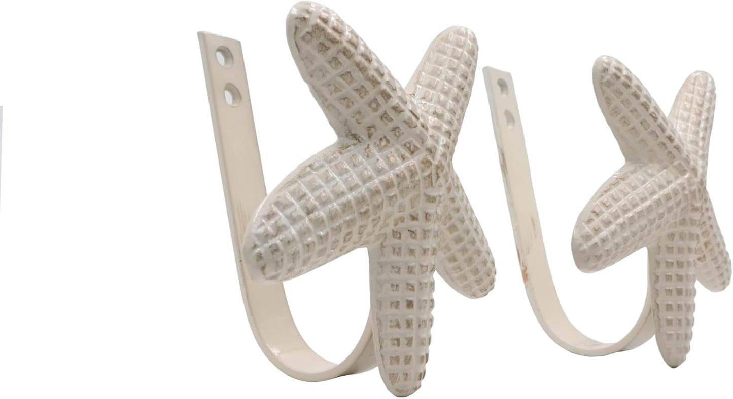 The Metal Magician Metal Nautical Starfish Curtain Holdback & Curtain Holder for Home, Bedroom & Office (Starfish Set