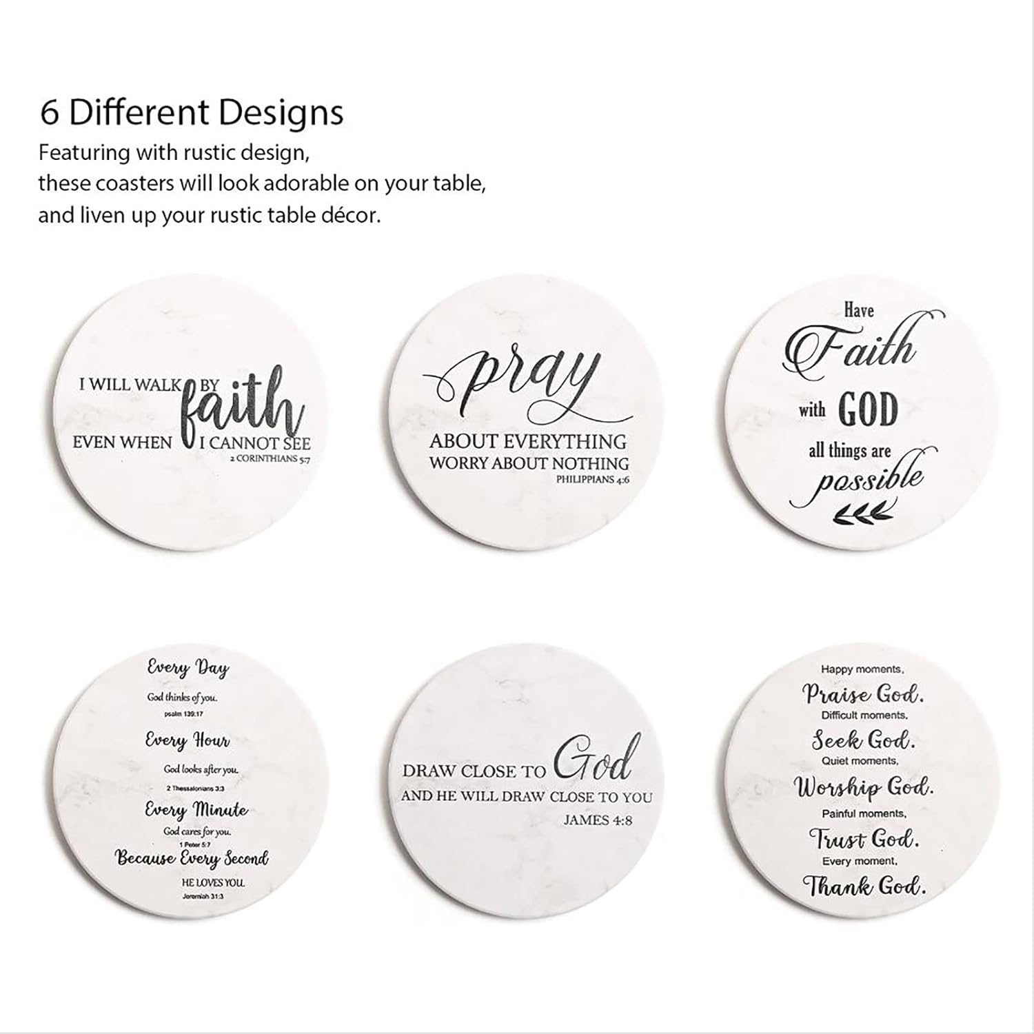 Holder Ceramic Drink Coaster / White / Set of 6
