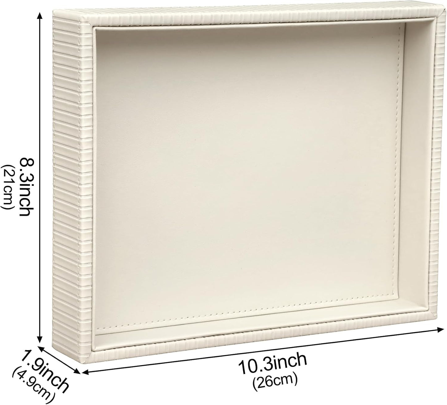 Faux Leather Vanity Tray / Creamwhite Stripe / 10.2 x 8.4 x 1.8