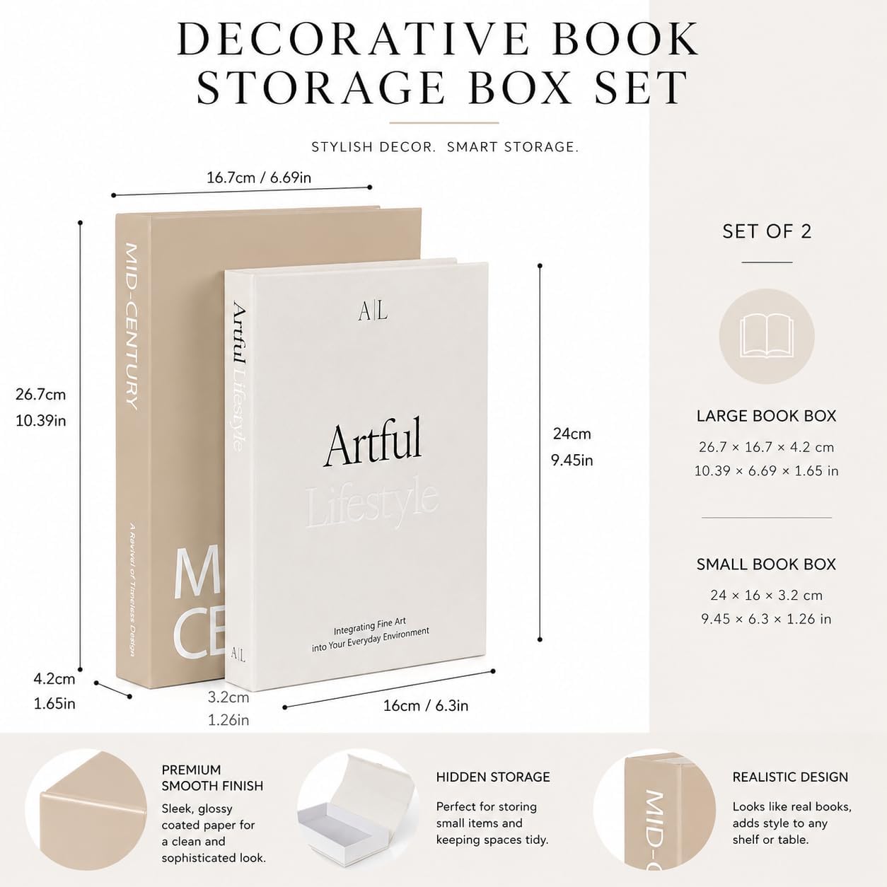 Faux Book Storage Boxes / Set of 2