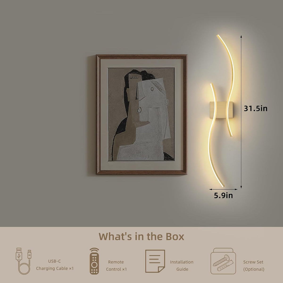 Wireless Wall Sconces Set of Two, Dimmable, 3CCT, Up to 65H Runtime | 3 Color Temps, Stepless Dimming, Timer, Modern