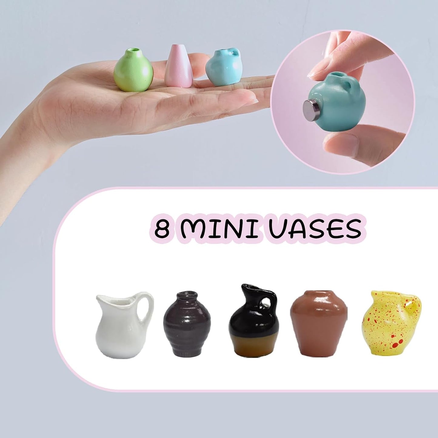 Miniature Magnet Ceramic Vase Decoration / 8vase