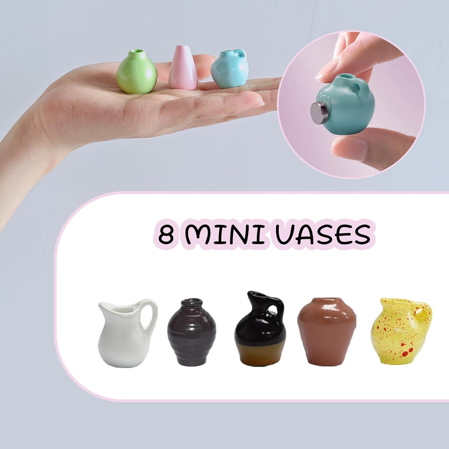 Miniature Magnet Ceramic Vase Decoration / 8vase