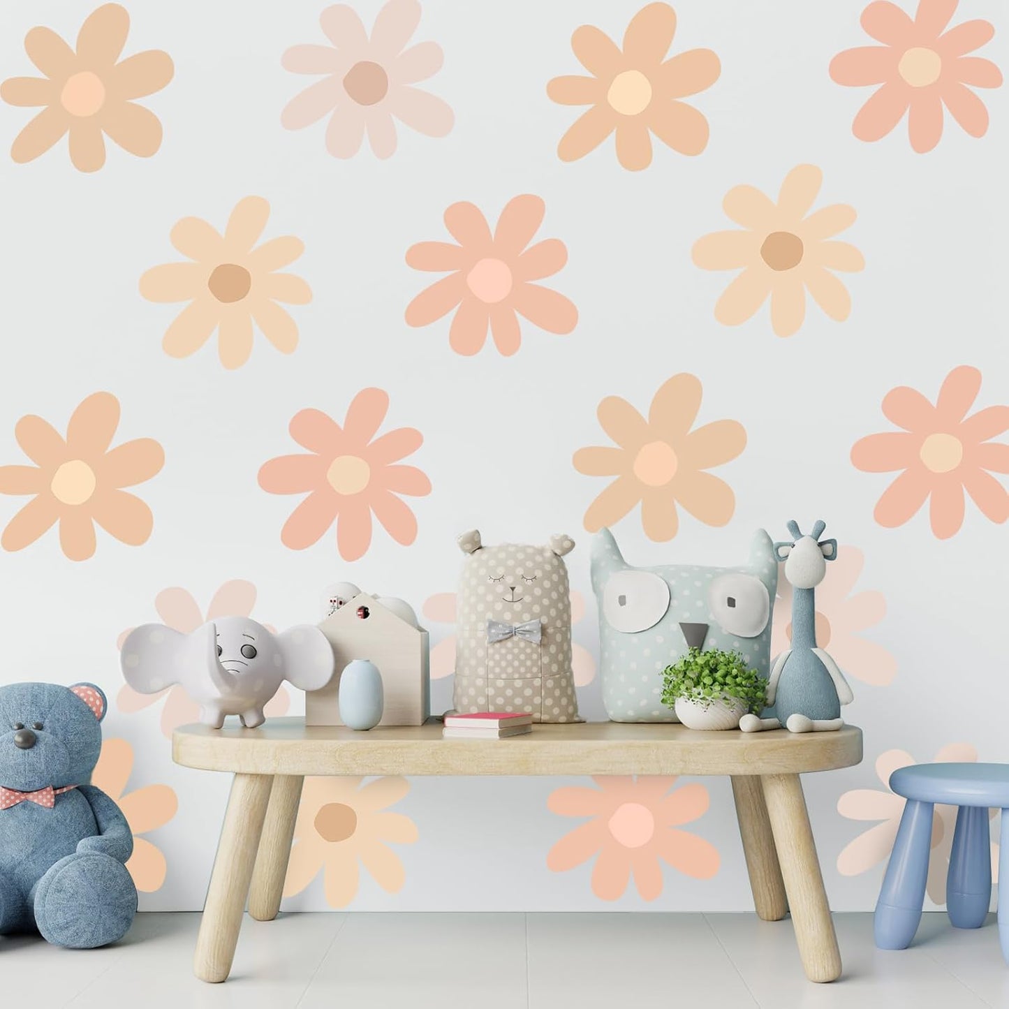 12 Sheet Daisy Wall Sticker Decal Removable Daisy Bedroom Room / Bobo Style / Light Color / Pink
