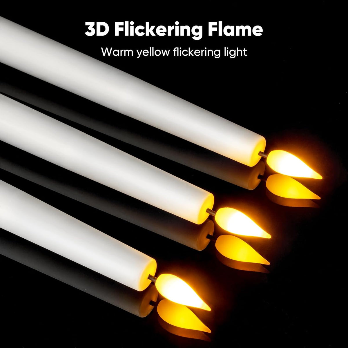 12 Pcs Flameless Taper Candles with Remote and Timer, 9.6 Inches Plastic LED Candlesticks, White Battery Operated