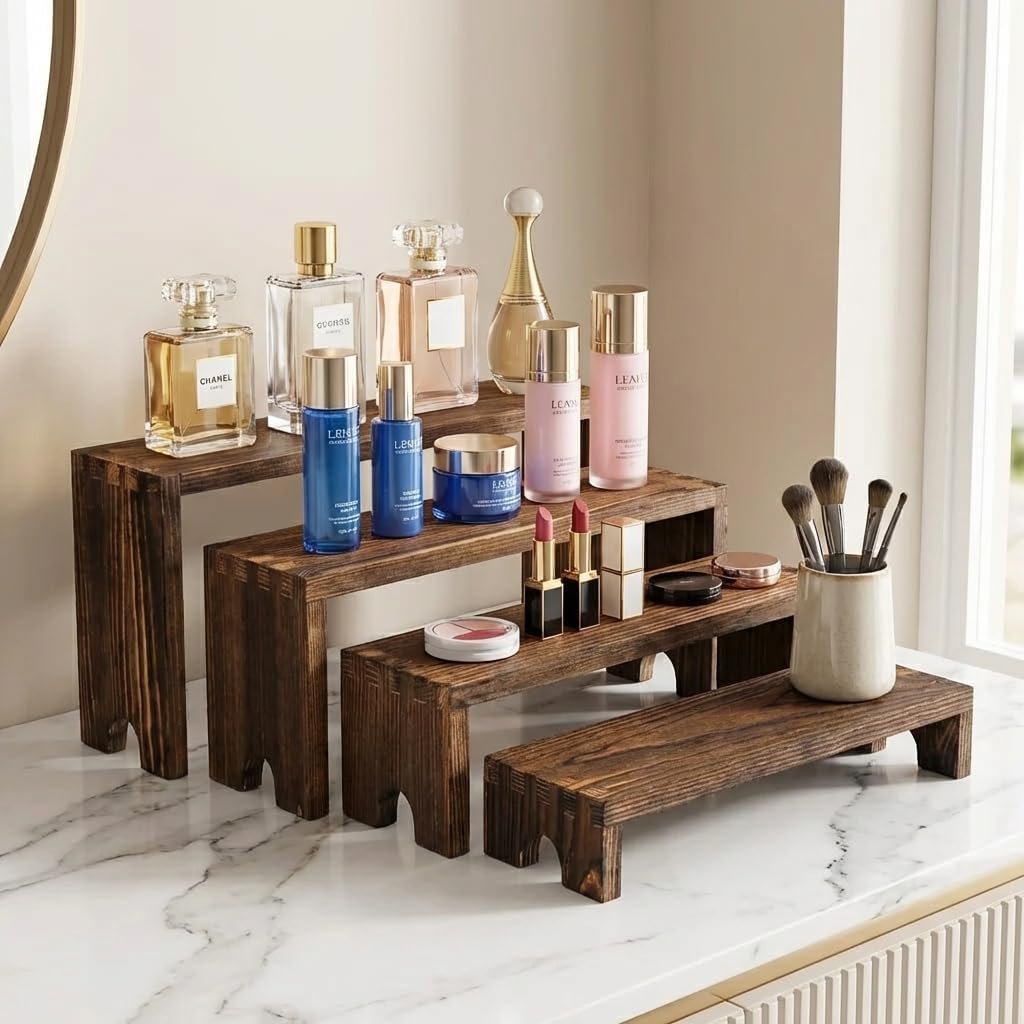 Wooden Tiered Risers Display Stand / Natural