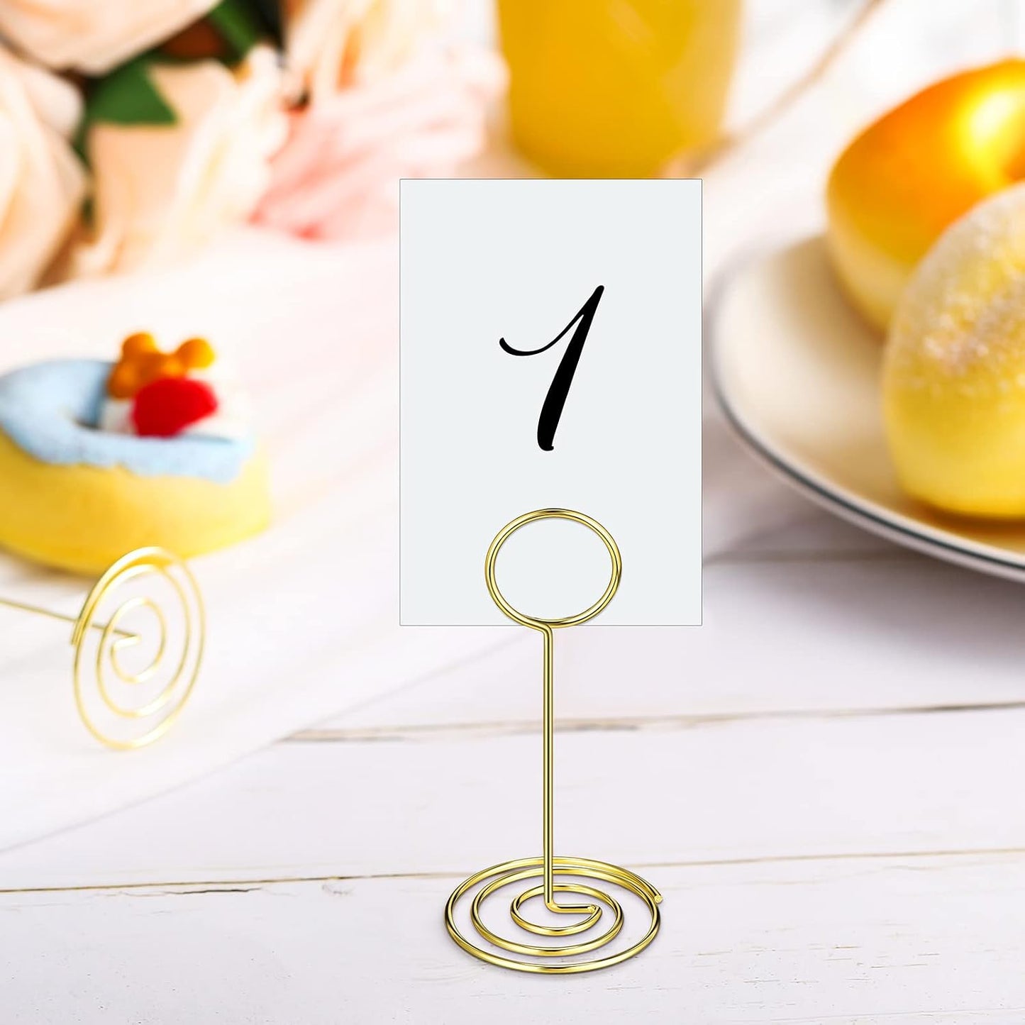TecUnite 48 pcs 3.35 Inch Picture Clips Table Place Photos Card Holder Gold | number Cards Holds Menus Name, Wedding