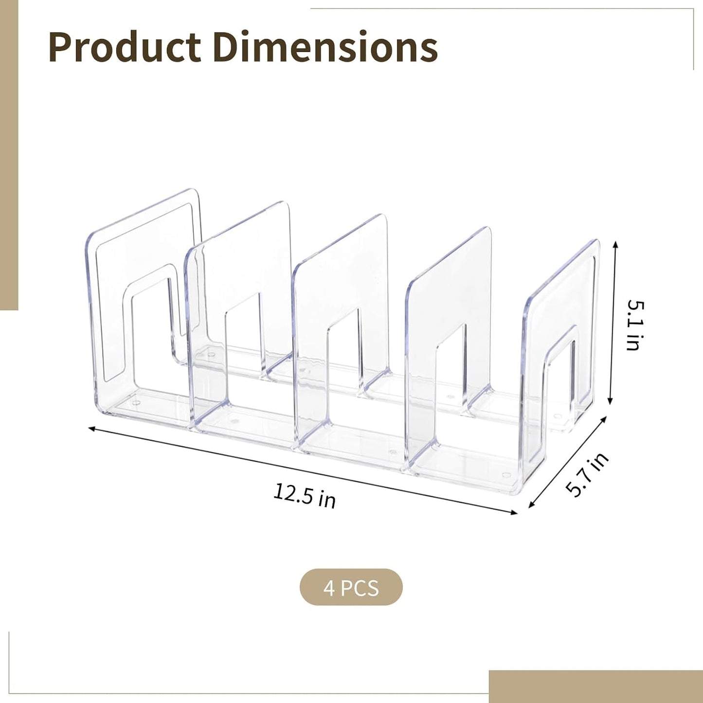 Acrylic Book Organizer / Clear / Set of 4