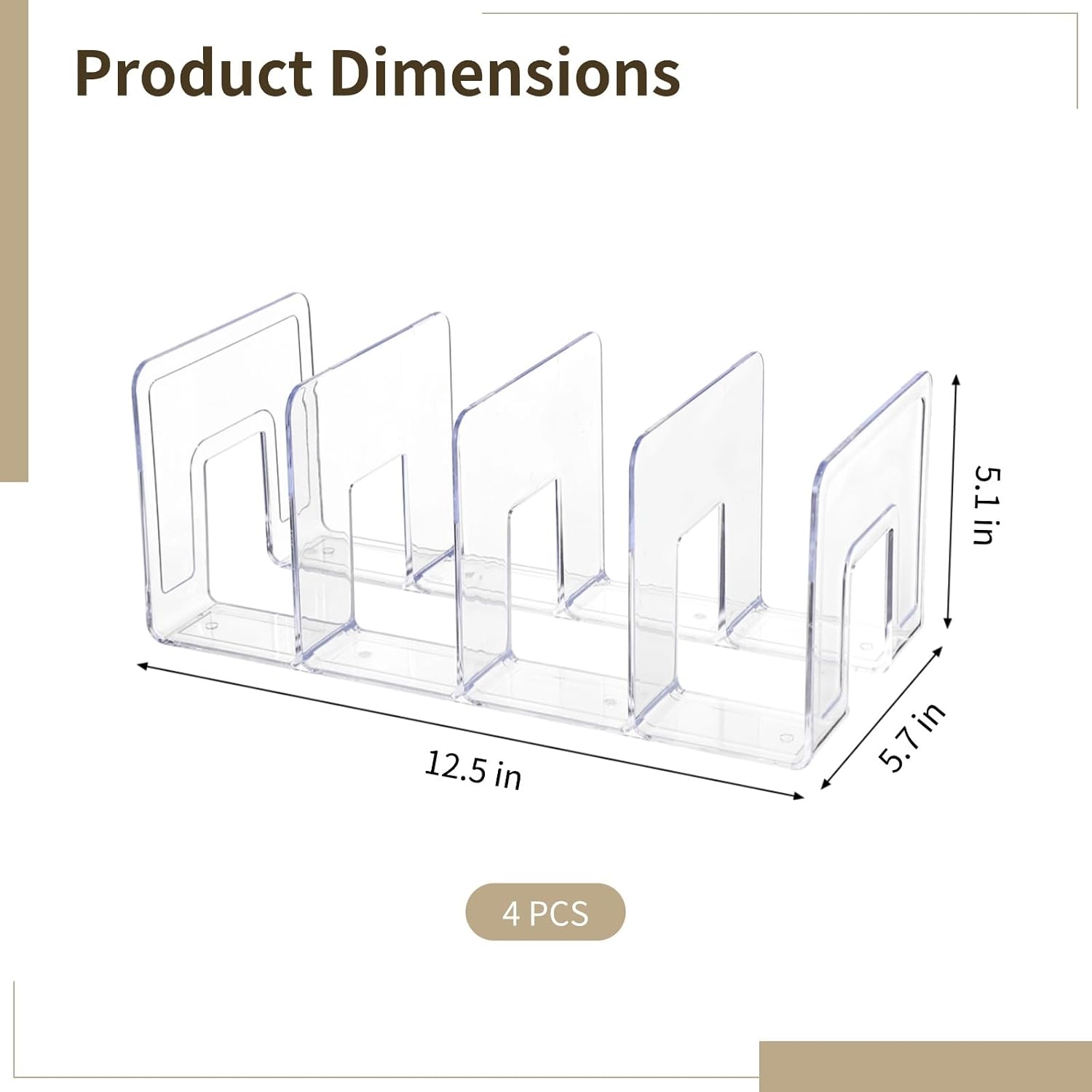 Acrylic Book Organizer / Clear / Set of 4