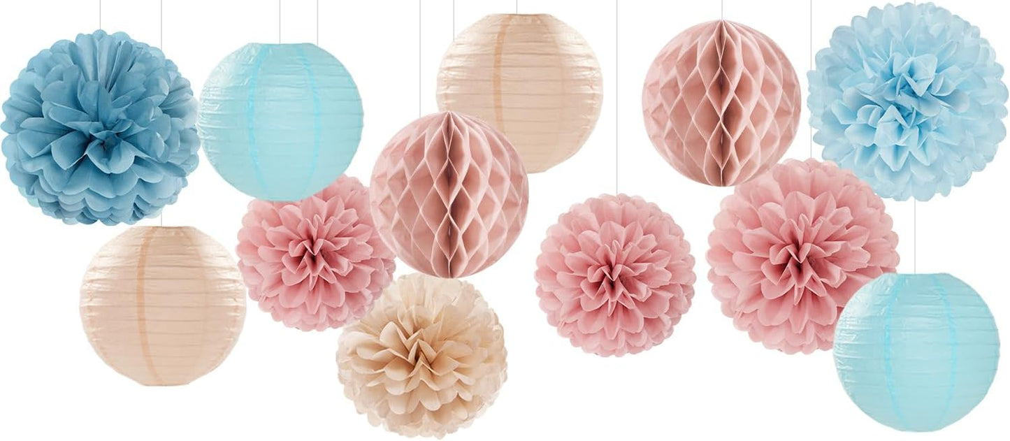 Party-Decorations Paper Lanterns / Dusty-blue Pink