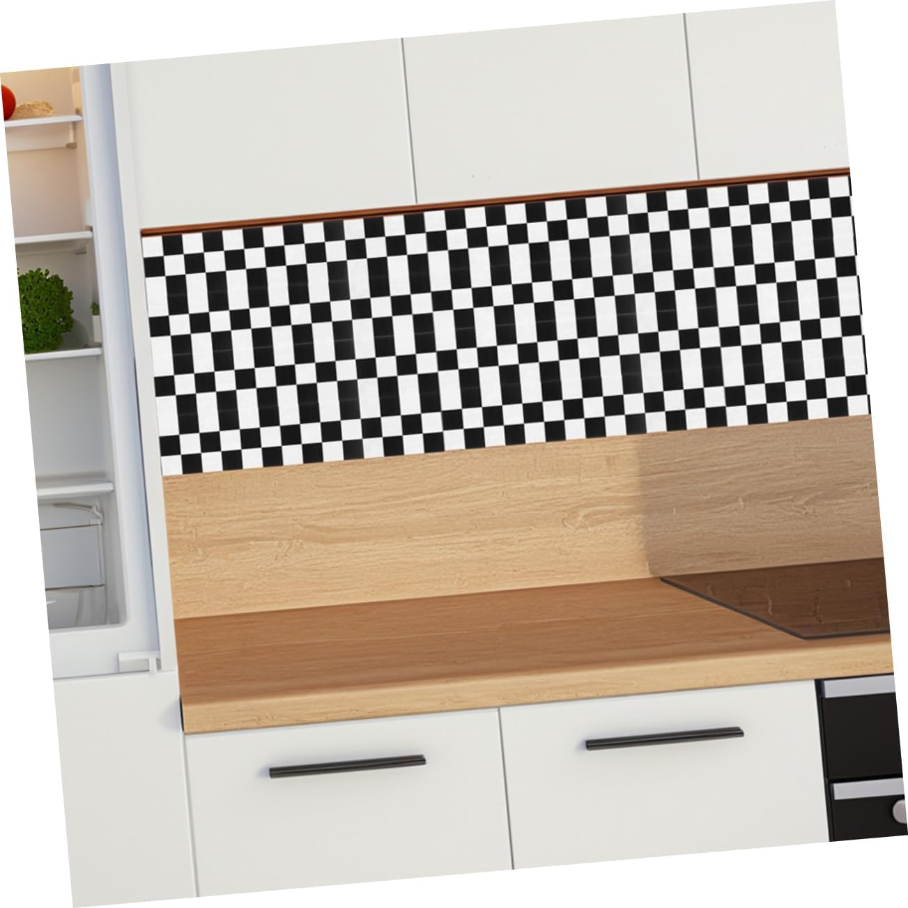 2 Rolls Checkered Peel and Stick Wallpaper Border White Checkered Wallpaper Self Adhesive / Black