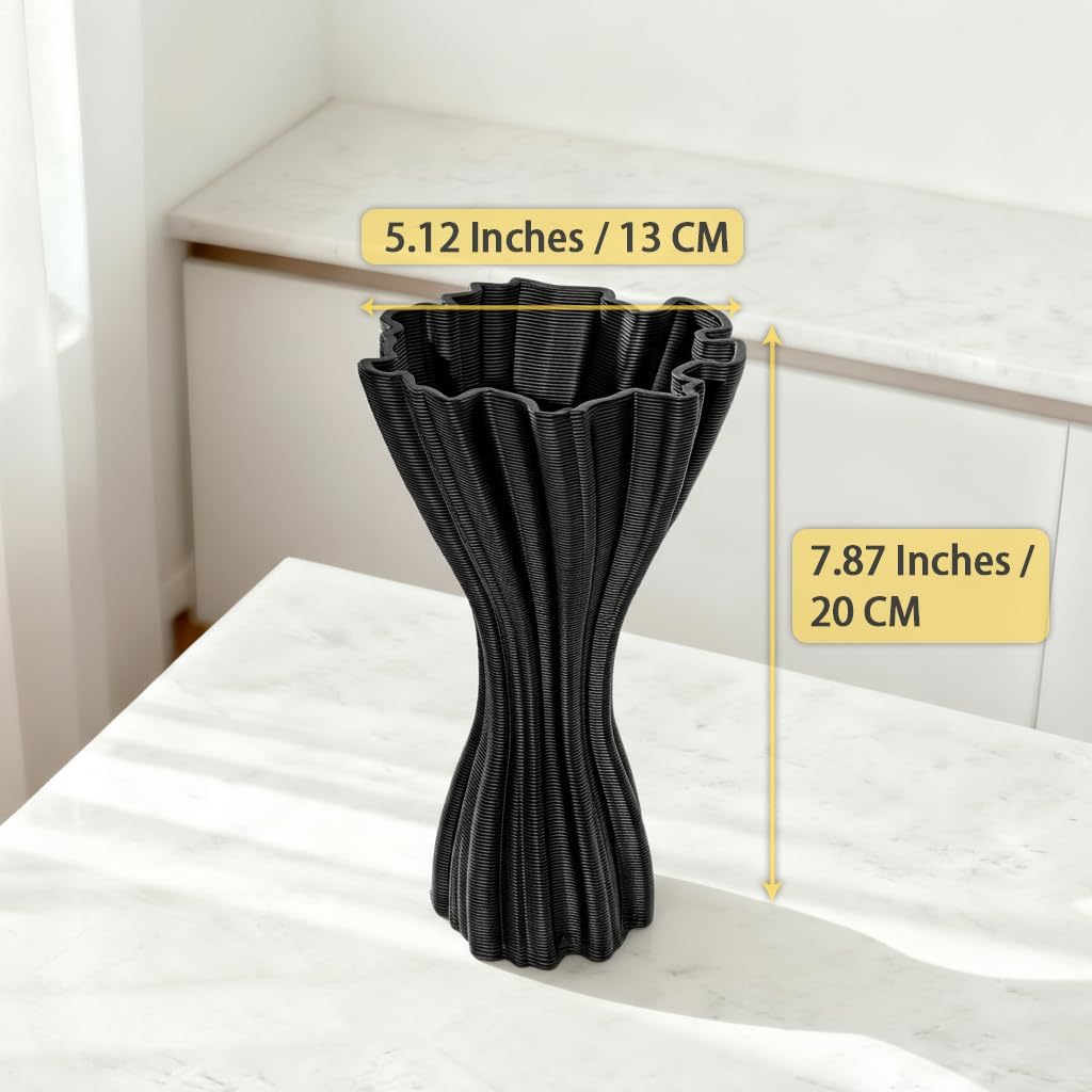 Minimalist Black Ceramic Vase / Black-a, 7.87 Inch