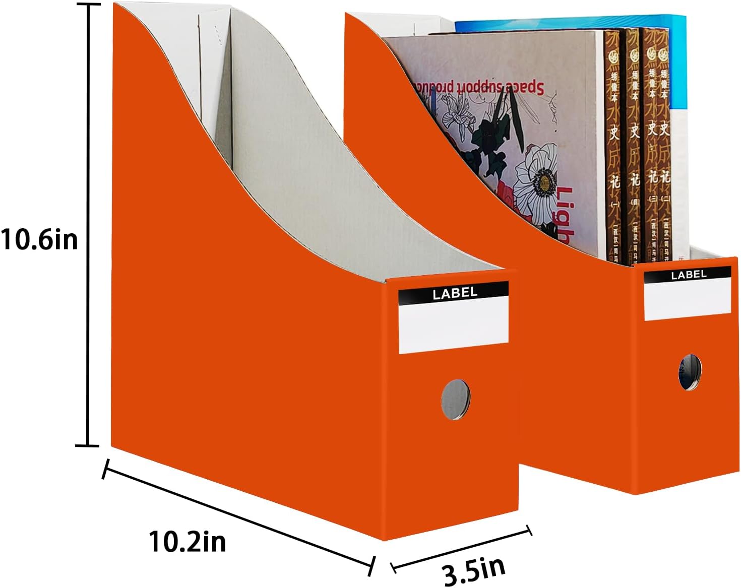 Limitliho 24 Pack Orange-Red Cardboard Magazine Holder for Desk or Shelves | 10.6''H×10.2'L×3.5''W Magazine File