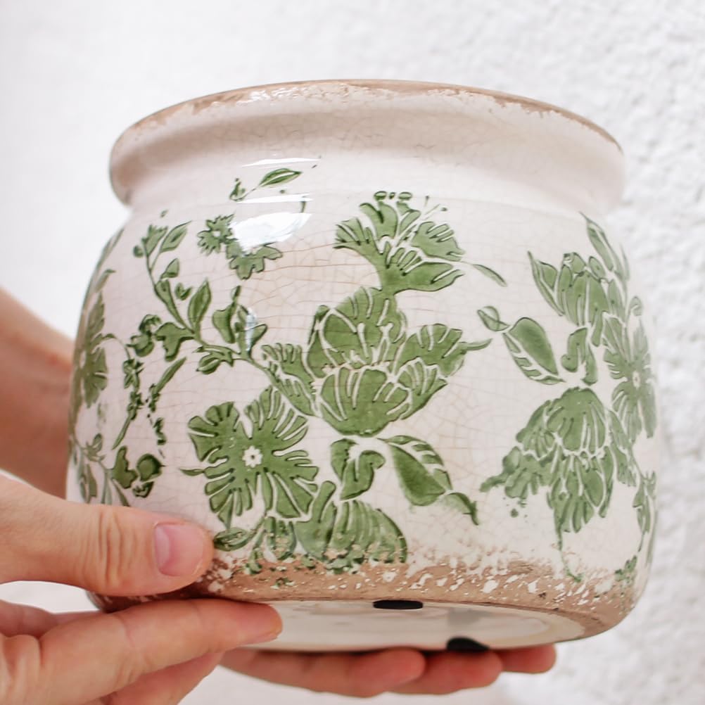 Tuscan Ceramic Indoor Plant Pot & Vase / Classic Green