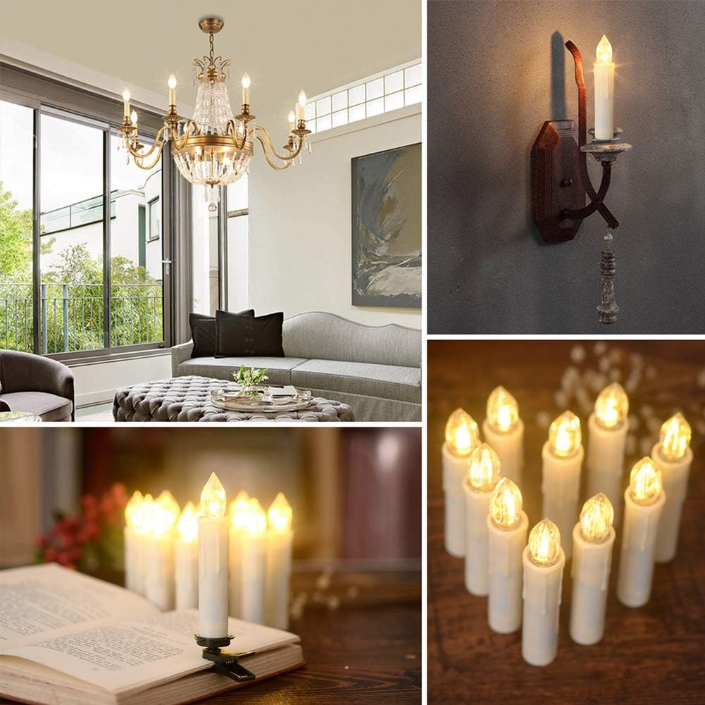 PChero Window Candles Battery Operated with Timer Remote, 20 Pcs | Christmas Flameless Candles, Waterproof Flickering